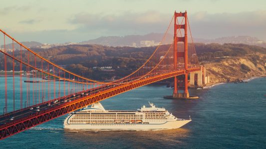  Cruise Ship passing under the Golden Gate Bridge 